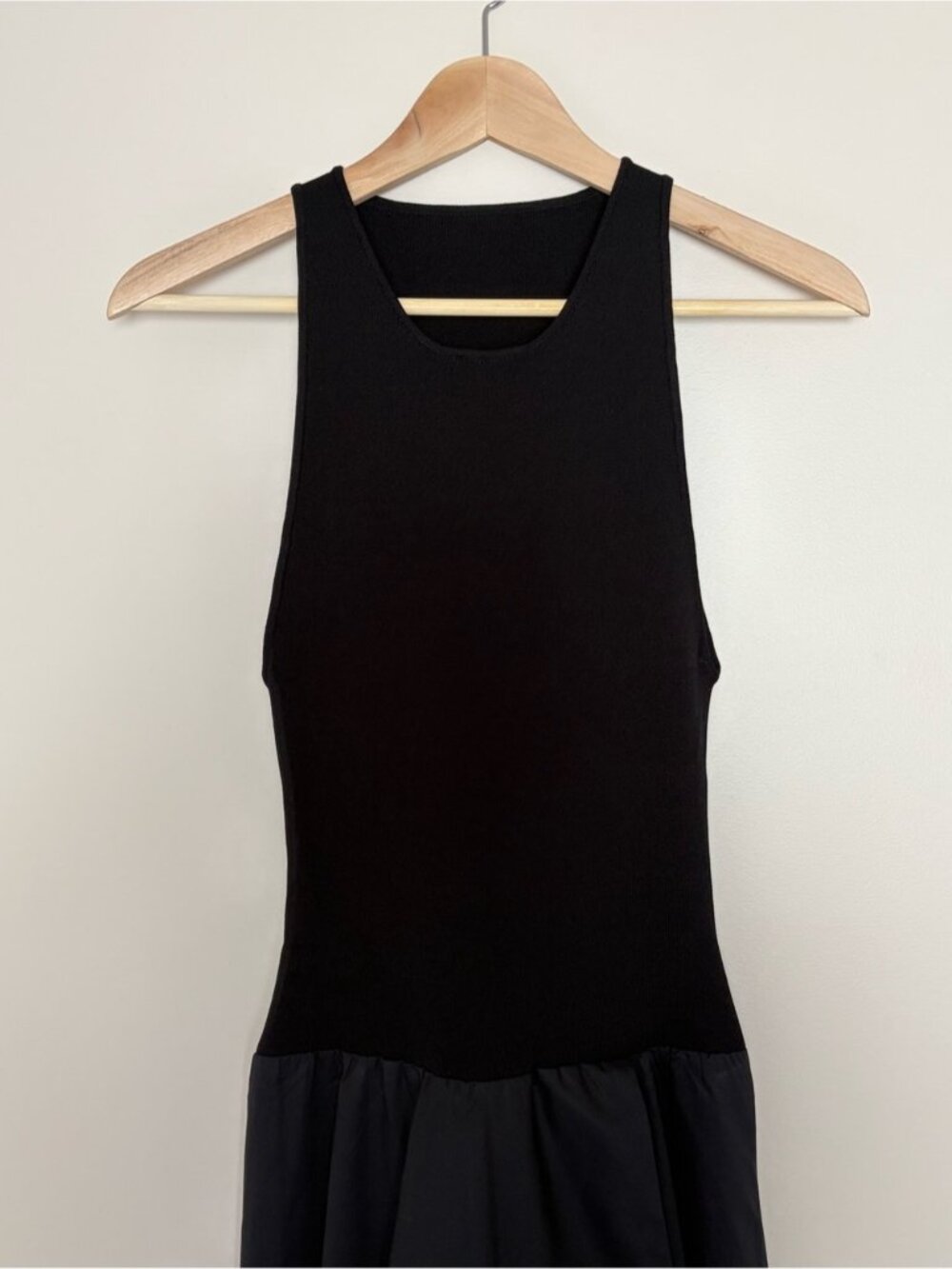 St. Agni Knit Bodice Asymm Dress Poplin Cotton - Black | US XS - Picture 9 of 13